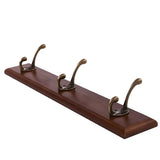 Rustic Brown Wooden Wall-Mount Coat Rack with Hooks Image - 24