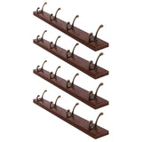Rustic Brown Wooden Wall-Mount Coat Rack with Hooks Image - 28