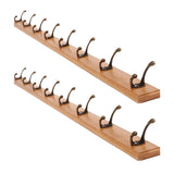 Rustic Brown Wooden Wall-Mount Coat Rack with Hooks Image - 34