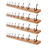 Rustic Brown Wooden Wall-Mount Coat Rack with Hooks Image - 35