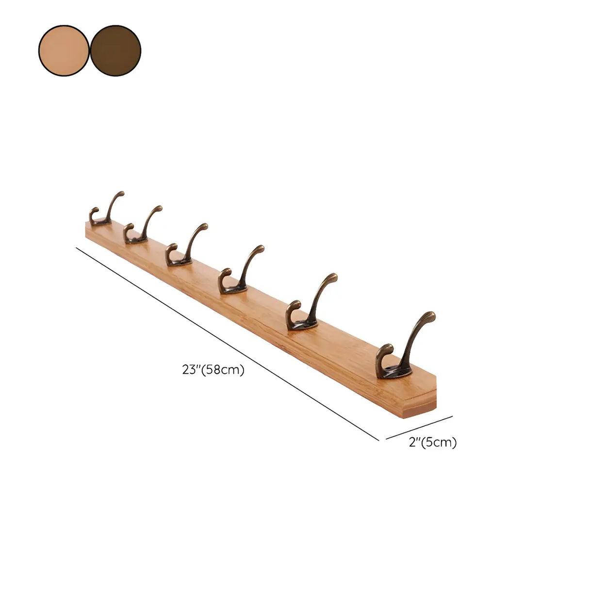 Rustic Brown Wooden Wall-Mount Coat Rack with Hooks Image - 47