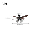Rustic Casual Wood Flush Mount Caged Ceiling Fan Light #size