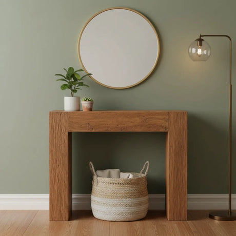 Rustic Classic Entryway Narrow Rectangular Wood Console Table Image - 1