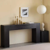 Rustic Classic Entryway Narrow Rectangular Wood Console Table Image - 3