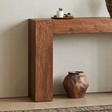Rustic Classic Entryway Narrow Rectangular Wood Console Table Image - 7