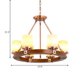 Rustic Classic Living Room Circular Cylinder Chandelier Image - 10