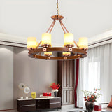 Rustic Classic Living Room Circular Cylinder Chandelier Image - 13