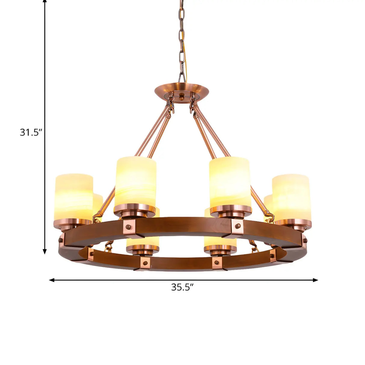 Rustic Classic Living Room Circular Cylinder Chandelier Image - 15
