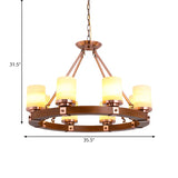 Rustic Classic Living Room Circular Cylinder Chandelier Image - 15