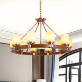 Rustic Classic Living Room Circular Cylinder Chandelier Image - 16