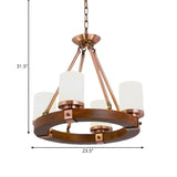 Rustic Classic Living Room Circular Cylinder Chandelier Image - 5