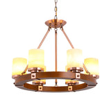 Rustic Classic Living Room Circular Cylinder Chandelier Image - 9