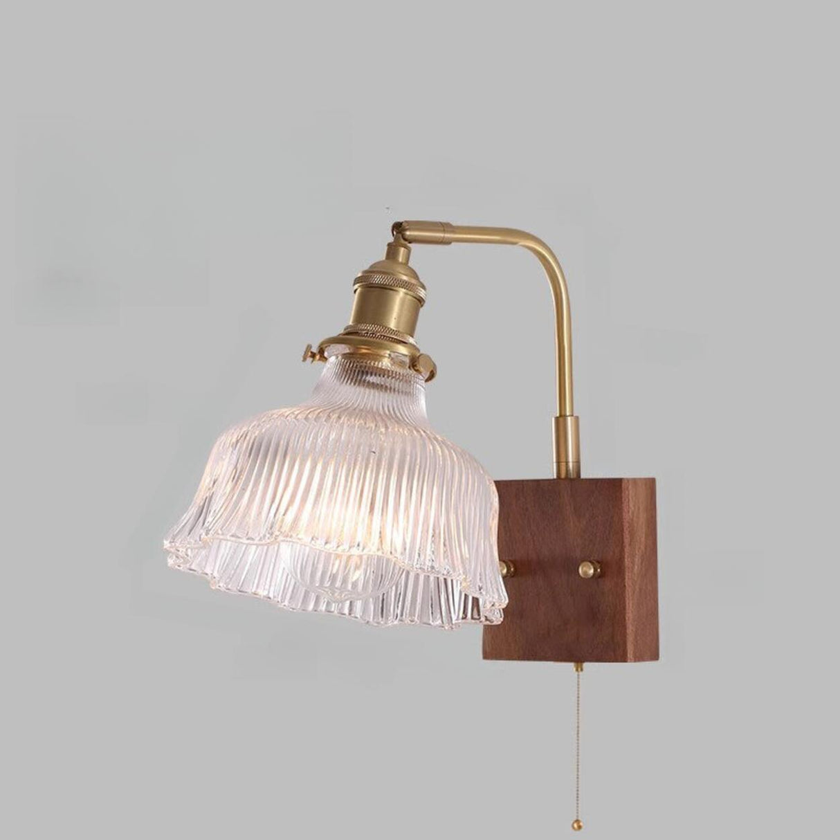 Rustic Clear Cylinder Shade Walnut Metal Wall Sconce Image - 10