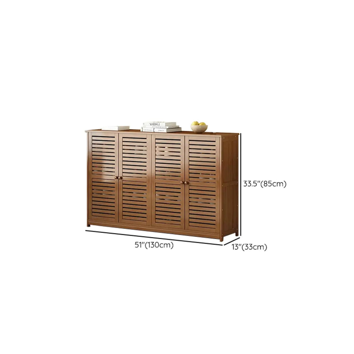 Rustic Closed Back Wood Hallway Brown Medium Shoe Cabinet 