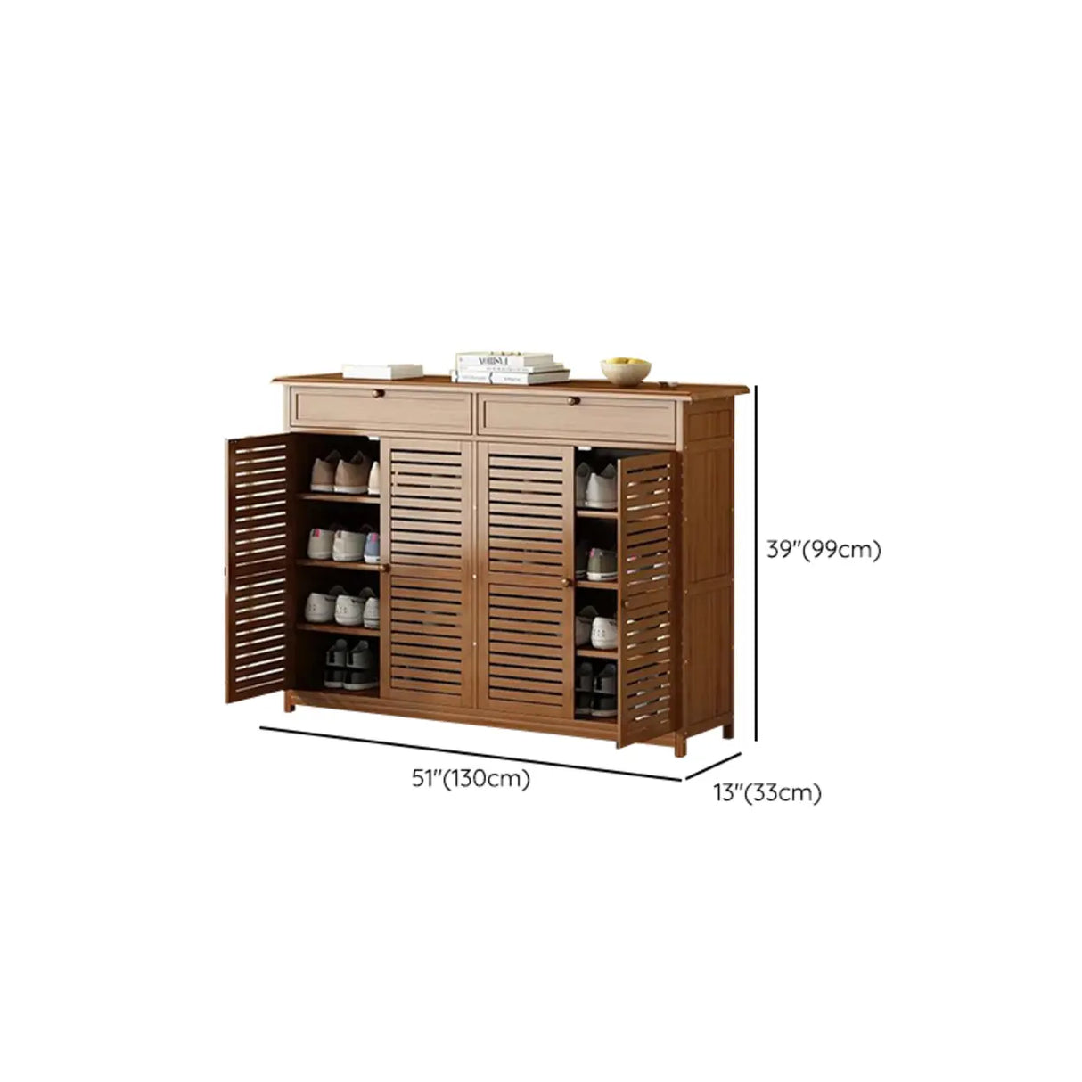 Rustic Closed Back Wood Hallway Brown Medium Shoe Cabinet Image - 24