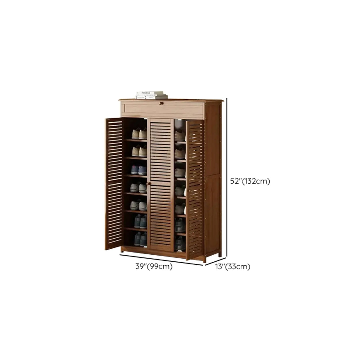 Rustic Closed Back Wood Hallway Brown Medium Shoe Cabinet Image - 25