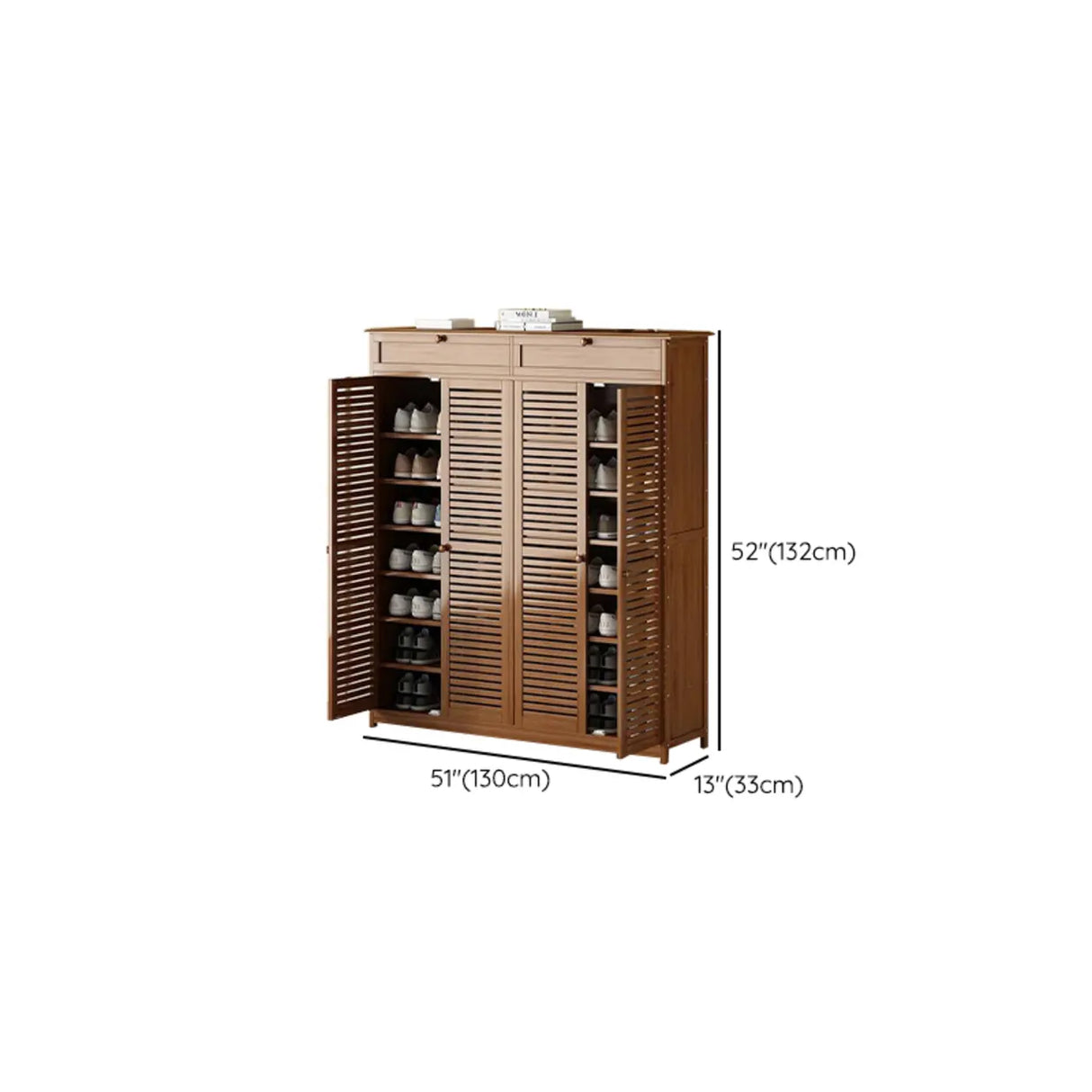 Rustic Closed Back Wood Hallway Brown Medium Shoe Cabinet Image - 26
