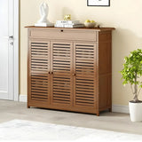 Rustic Closed Back Wood Hallway Brown Medium Shoe Cabinet Image - 9