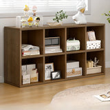 Rustic Closed Oak Finish Wood Storage Cubes Bookcase Image - 29