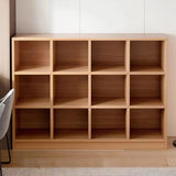 Rustic Closed Oak Finish Wood Storage Cubes Bookcase Image - 3