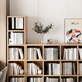 Rustic Closed Oak Finish Wood Storage Cubes Bookcase Image - 7