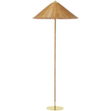 Rustic Cone Rattan Fabric Gold Base Rocker Switch Floor Lamp Image - 5