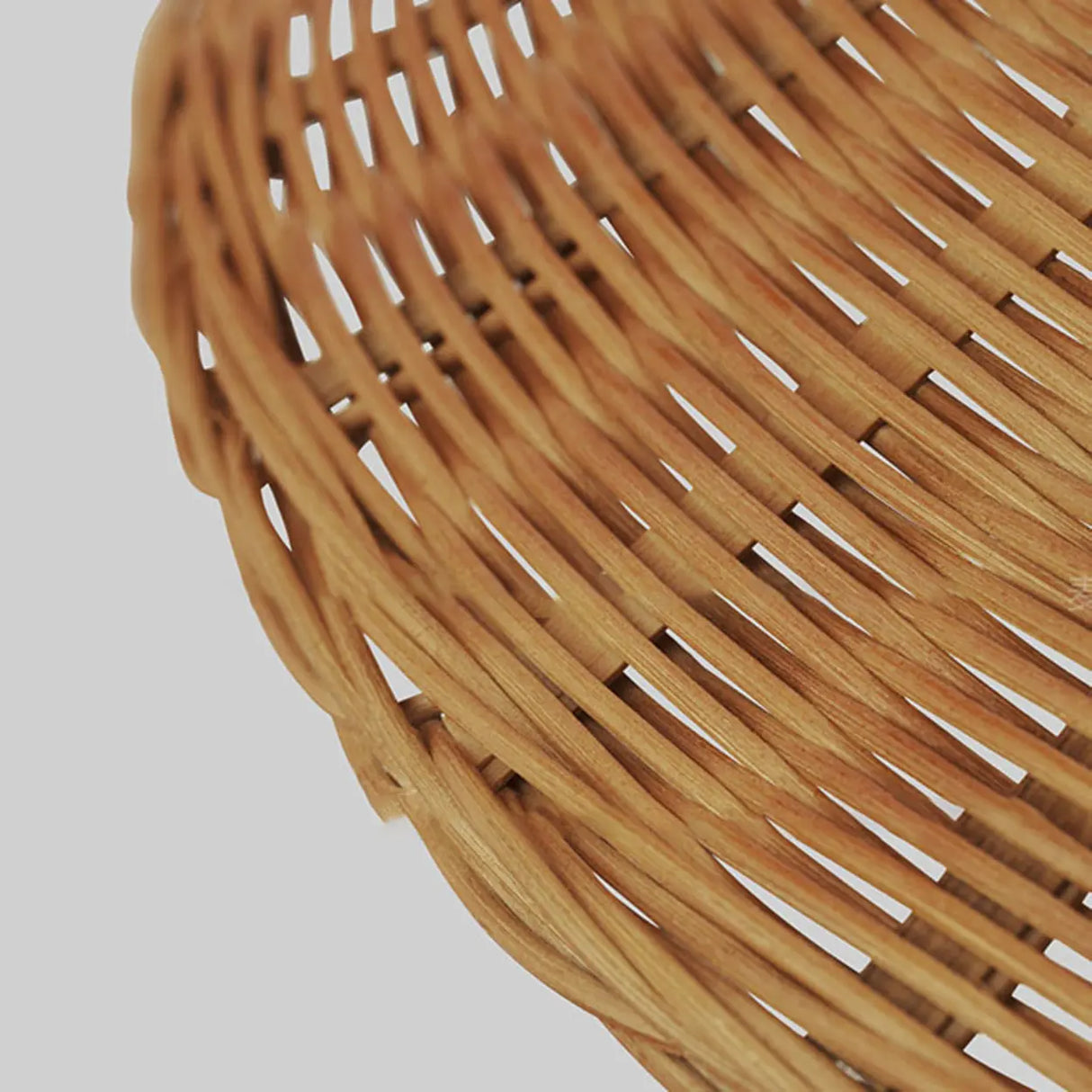 Rustic Cone Rattan Fabric Gold Base Rocker Switch Floor Lamp Image - 7