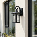 Rustic Curved and Square Exterior Lantern Wall Sconce Image - 1