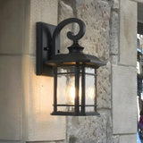 Rustic Curved and Square Exterior Lantern Wall Sconce Image - 4
