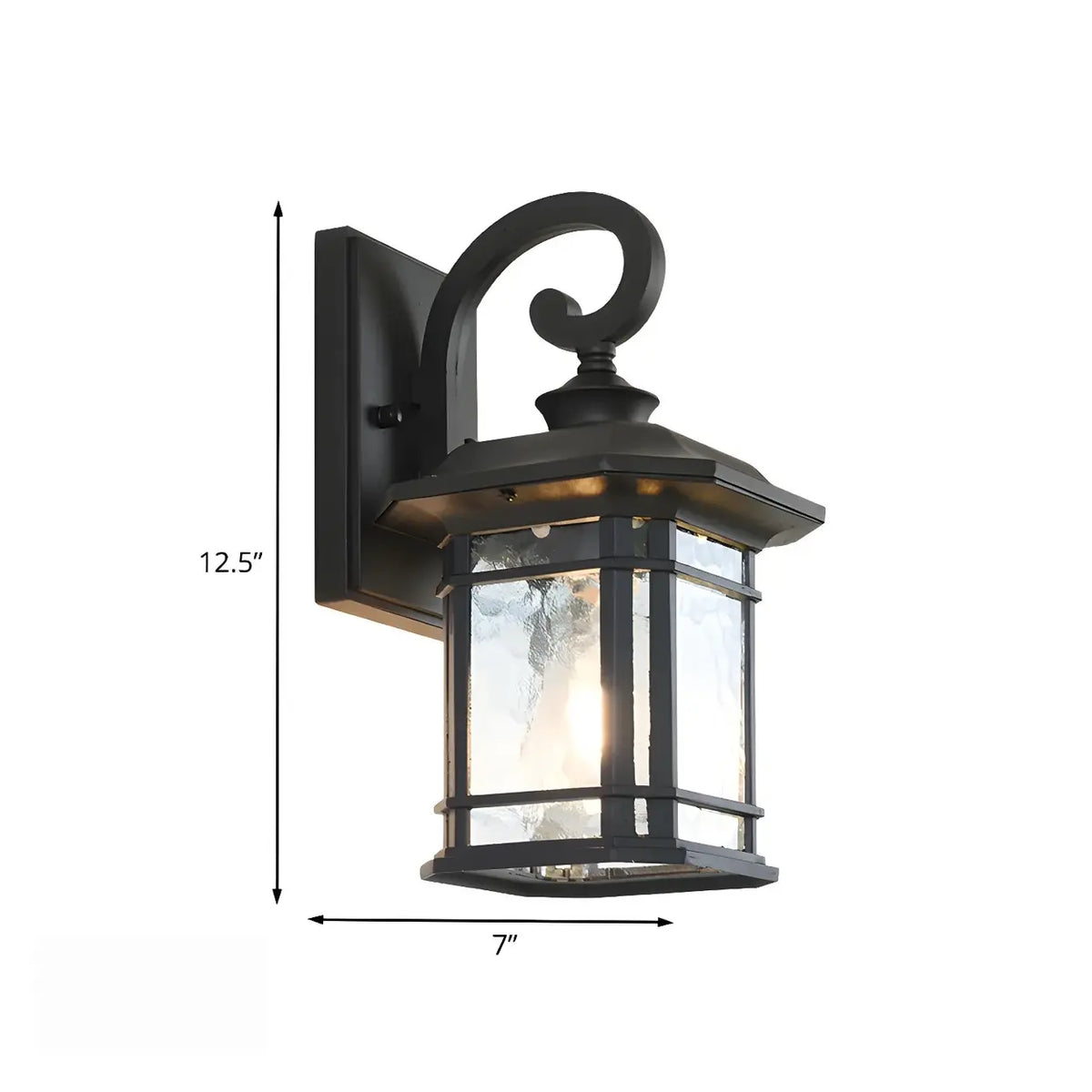 Rustic Curved and Square Exterior Lantern Wall Sconce Image - 8 