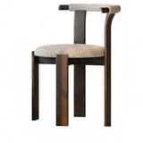 Rustic Curved Back Wood Dining Chairs with Upholstered Seat Image - 6