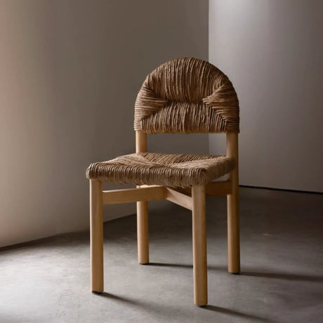 Rustic Curved Braided Rope Dining Chair Natural Finish Image - 1