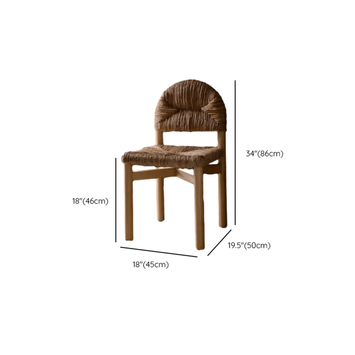 Rustic Curved Braided Rope Dining Chair Natural Finish 