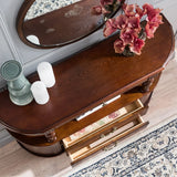 Rustic Curved Mahogany Brown Storage Console Table Image - 3