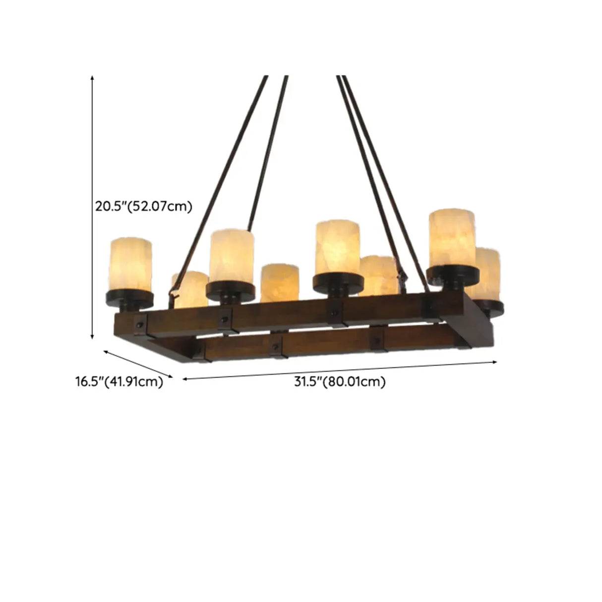 Rustic Cylindrical Brown Wooden Dining Room Chandelier Image - 11