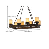 Rustic Cylindrical Brown Wooden Dining Room Chandelier Image - 11