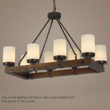 Rustic Cylindrical Brown Wooden Dining Room Chandelier Image - 7