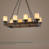Rustic Cylindrical Brown Wooden Dining Room Chandelier Image - 8