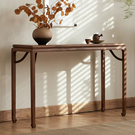 Rustic Entryway Auburn Elm Wood Standard Console Table Image - 1