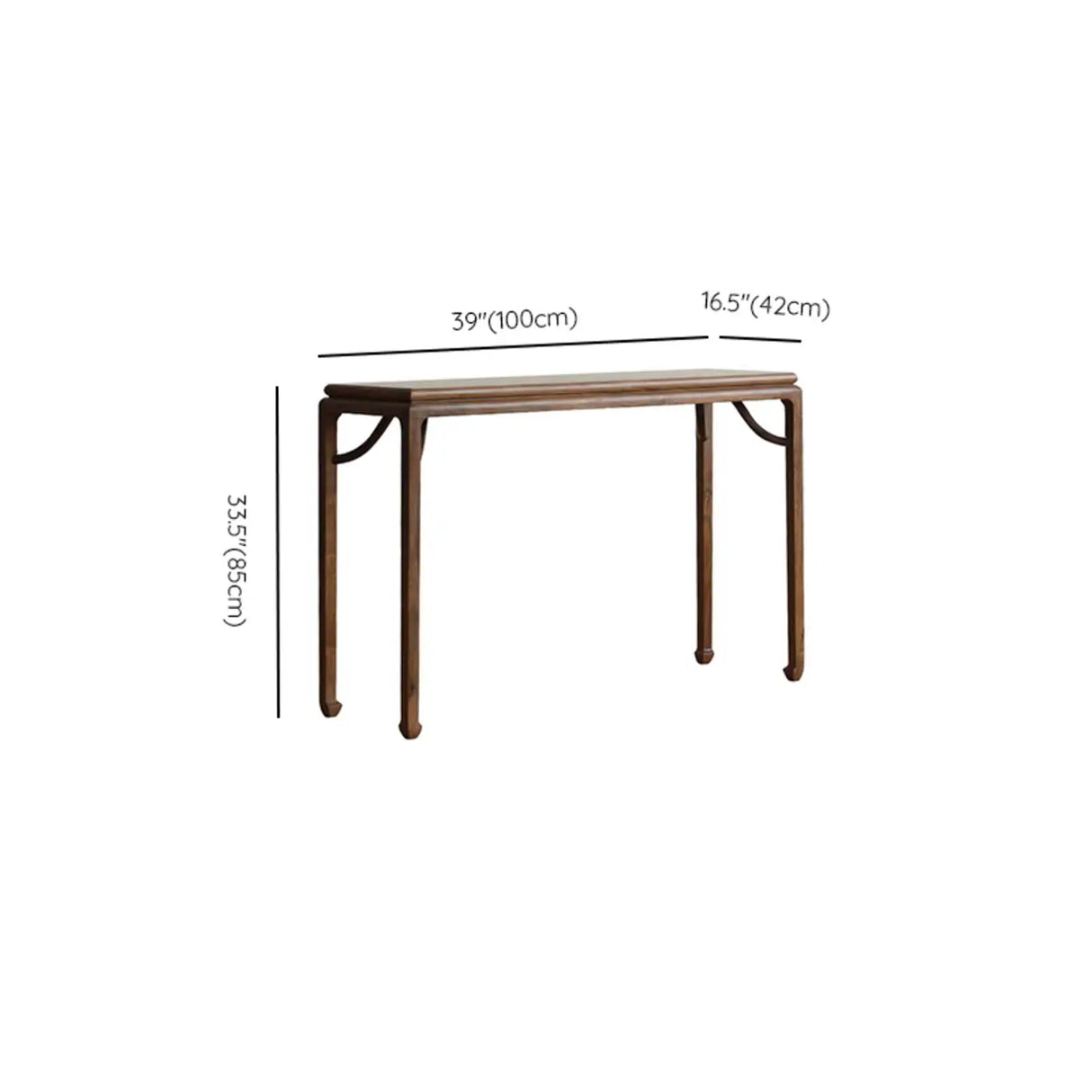 Rustic Entryway Auburn Elm Wood Standard Console Table Image - 12