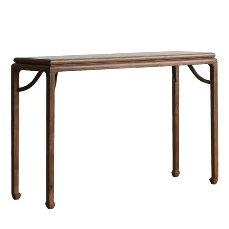 Rustic Entryway Auburn Elm Wood Standard Console Table Image - 2