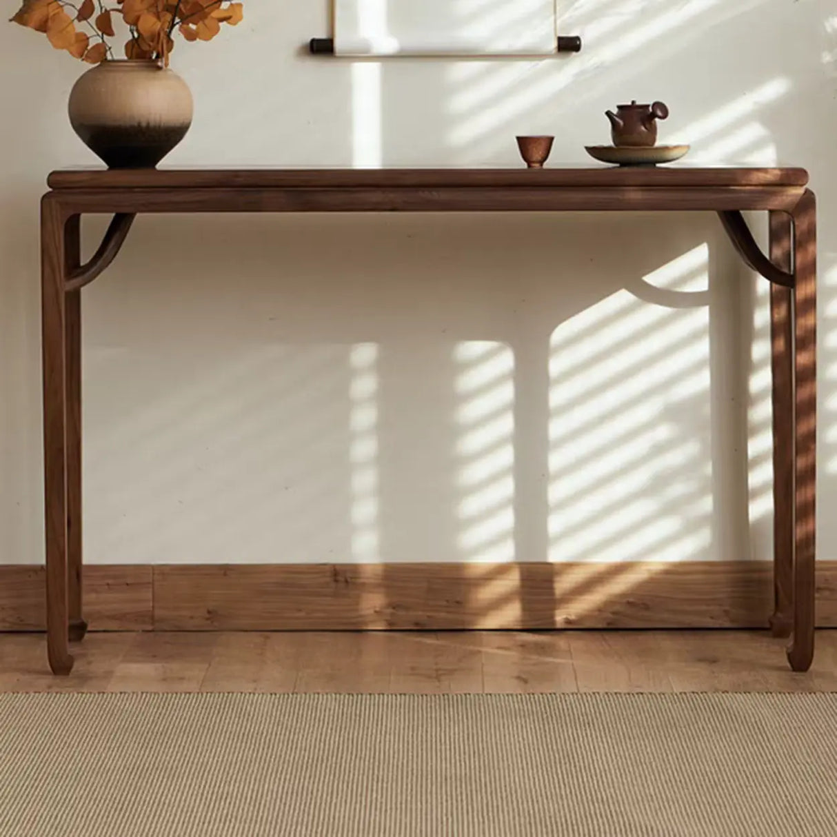Rustic Entryway Auburn Elm Wood Standard Console Table Image - 3