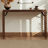 Rustic Entryway Auburn Elm Wood Standard Console Table Image - 3