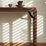 Rustic Entryway Auburn Elm Wood Standard Console Table Image - 6