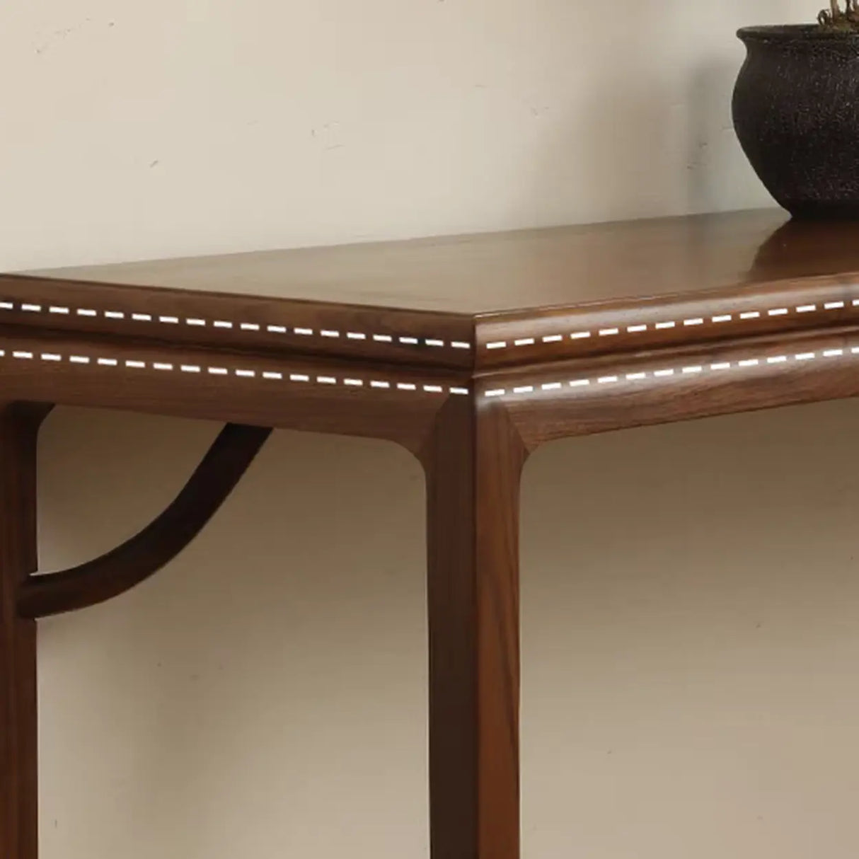 Rustic Entryway Auburn Elm Wood Standard Console Table Image - 9