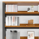 Rustic Espresso Metal Open-Back Display Tall Bookcase Image - 13