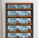 Rustic Espresso Metal Open-Back Display Tall Bookcase Image - 14