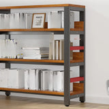 Rustic Espresso Metal Open-Back Display Tall Bookcase Image - 15