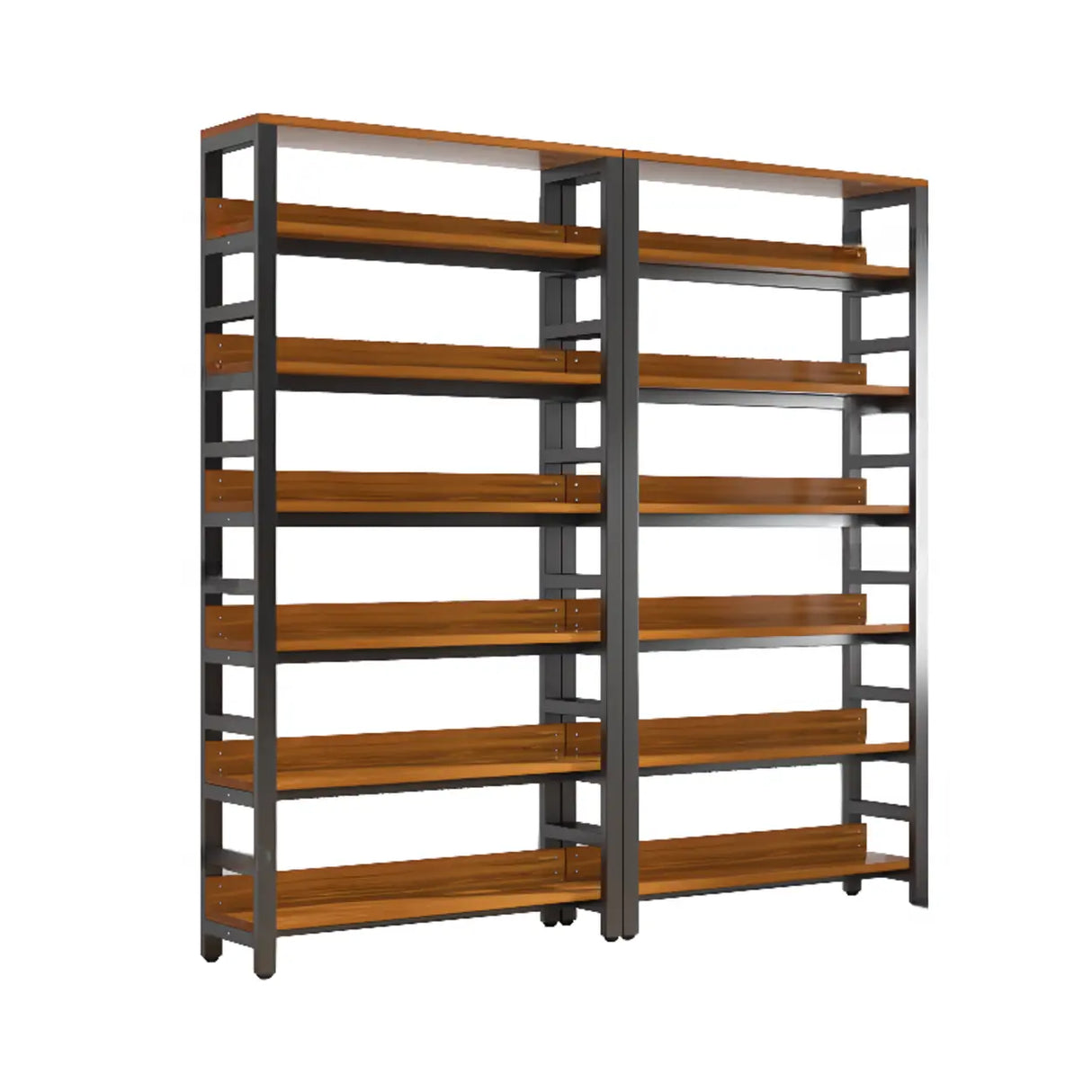 Rustic Espresso Metal Open-Back Display Tall Bookcase Image - 16