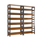 Rustic Espresso Metal Open-Back Display Tall Bookcase Image - 16